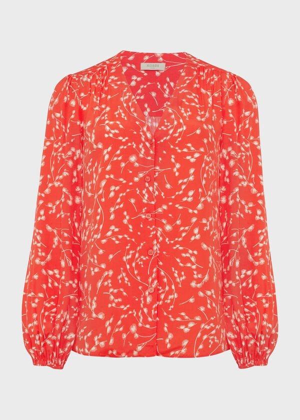 Hobbs Felicity Blouse Coral Red Ivory