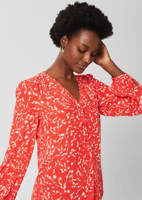 Hobbs Felicity Blouse Coral Red Ivory