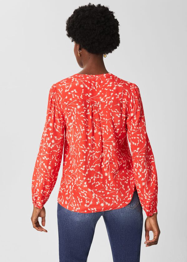 Hobbs Felicity Blouse Coral Red Ivory