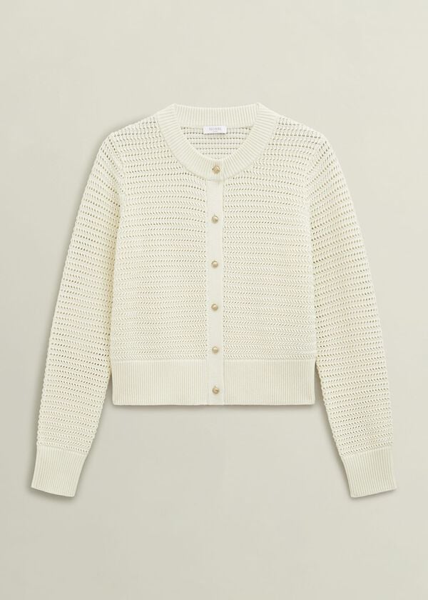Hobbs Felicity Cotton Cardigan Warm Ivory