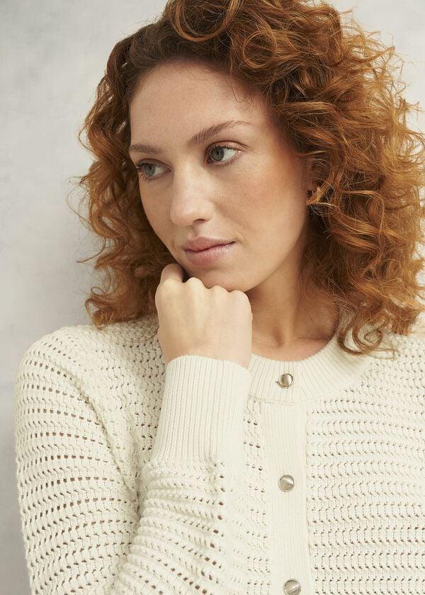 Hobbs Felicity Cotton Cardigan Warm Ivory