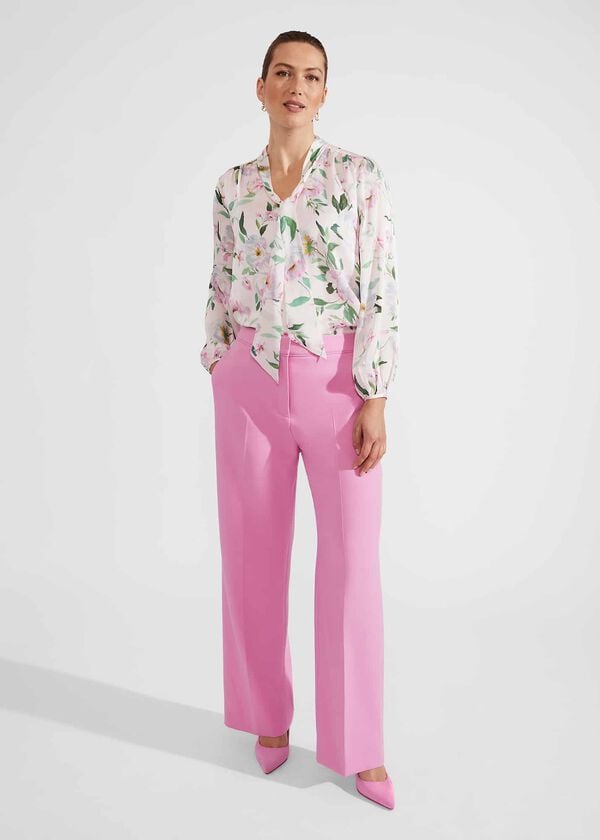 hobbs Felicity Wide Leg Trousers Carnation Pink