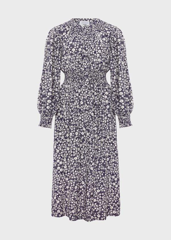 Hobbs Fenton Dress Navy Buttrcream