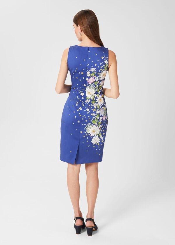 Hobbs Fiona Cotton Blend Shift Dress Cobalt Multi