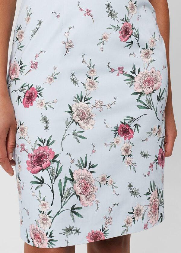 Hobbs Fiona Floral Shift Dress Pale Blue Multi