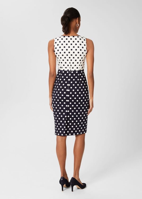 Hobbs Fiona Spot Shift Dress Navy Ivory