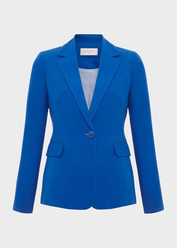 Hobbs Fletcher Silk Linen Jacket Lapis Blue