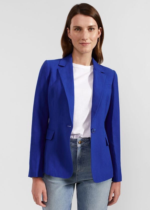Hobbs Fletcher Silk Linen Jacket Lapis Blue