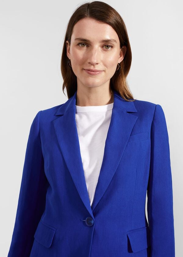 Hobbs Fletcher Silk Linen Jacket Lapis Blue