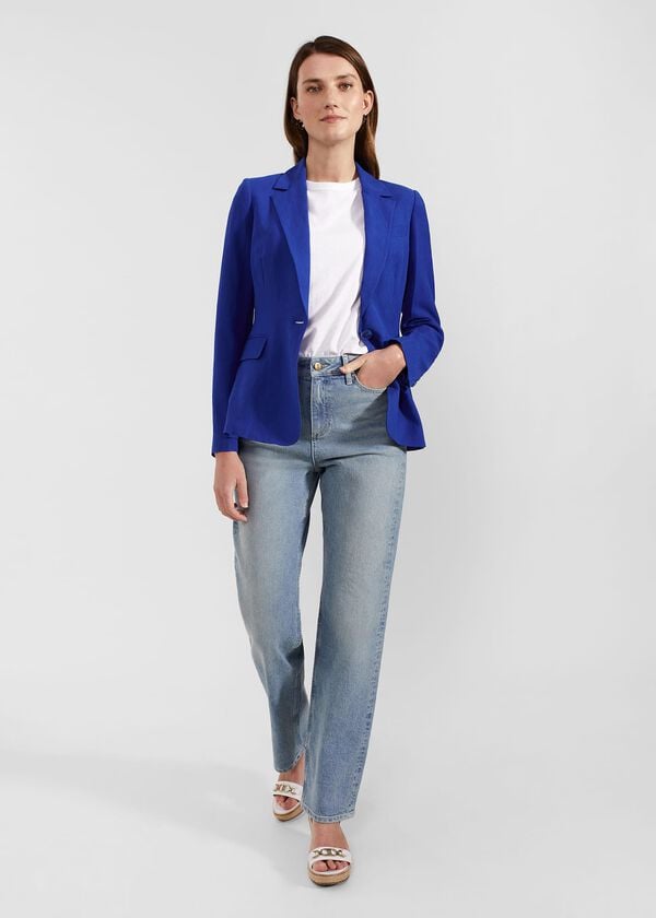 hobbs Fletcher Silk Linen Jacket Lapis Blue