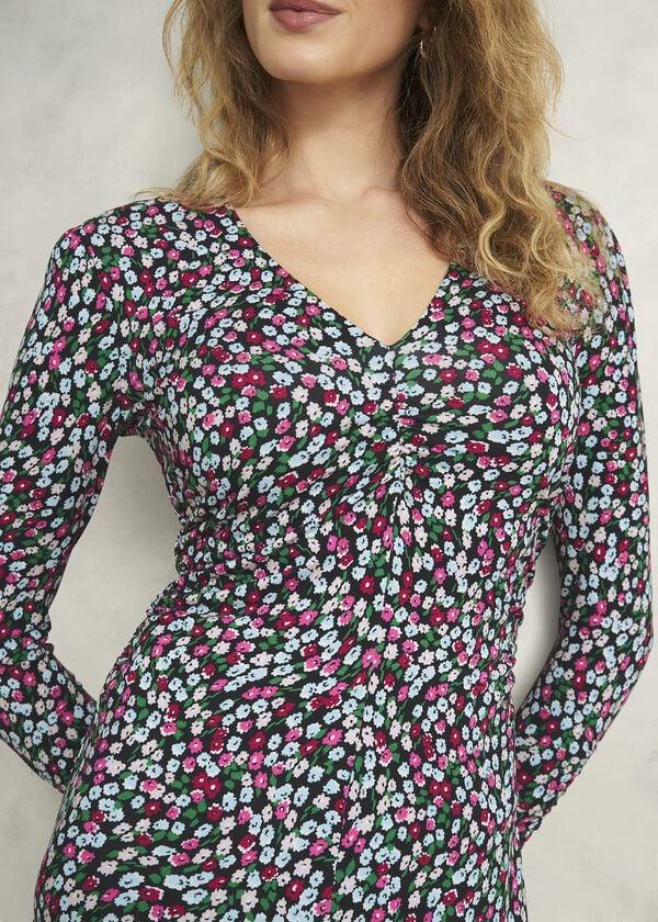 Hobbs Flo Jersey Dress Pink Multi