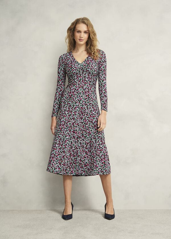 hobbs Flo Jersey Dress Pink Multi