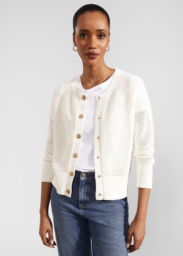 Hobbs Florentina Cotton Cardigan Ivory
