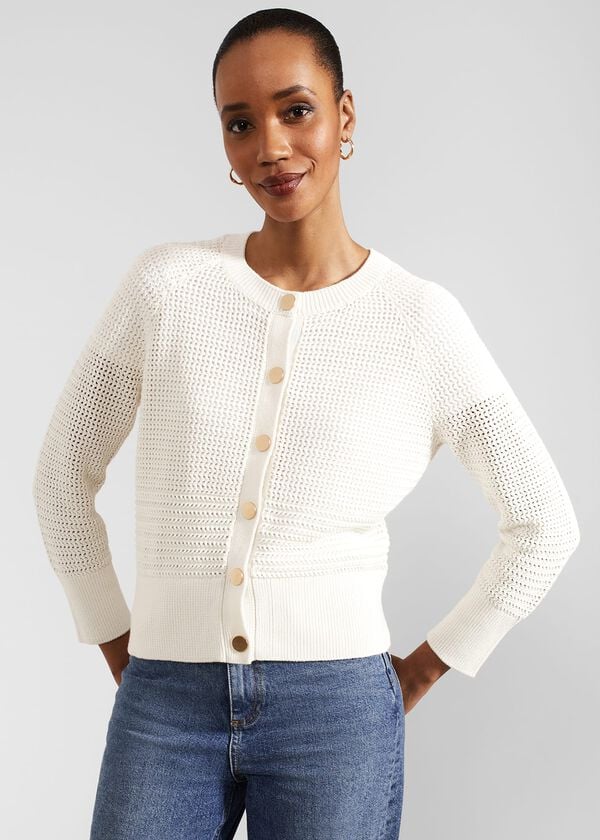 hobbs Florentina Cotton Cardigan Ivory