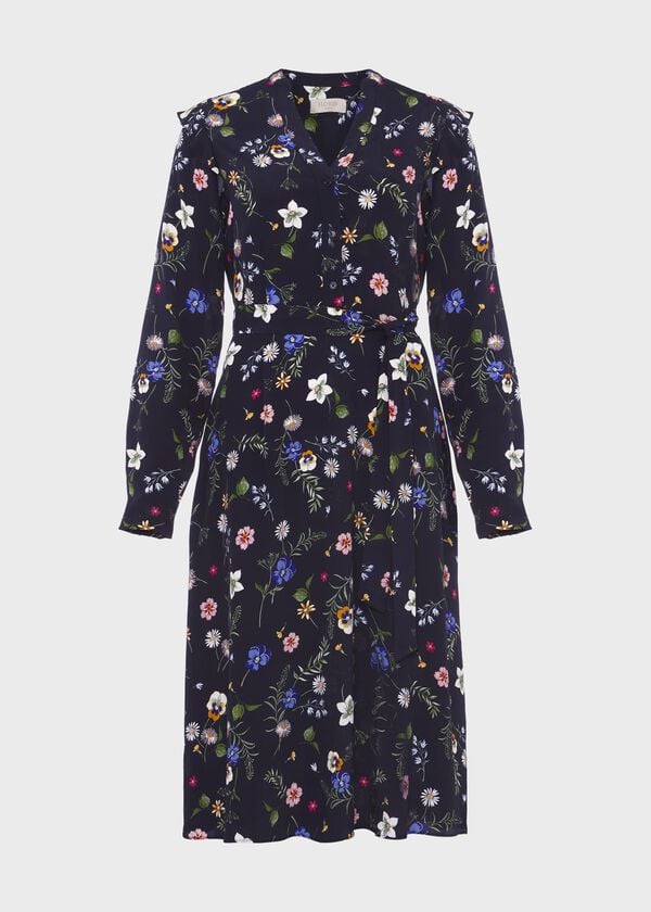 Hobbs Florentine Dress Dark Navy Multi