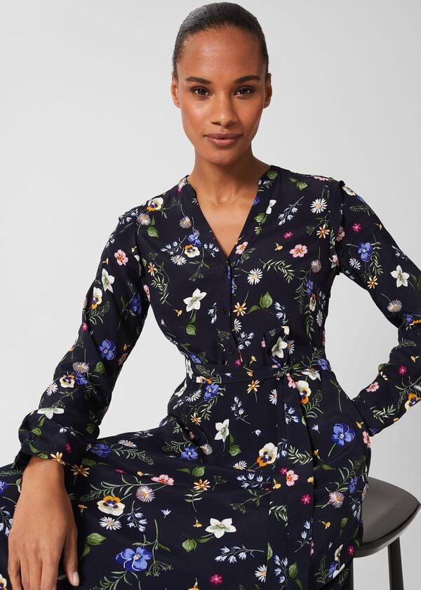 Hobbs Florentine Dress Dark Navy Multi