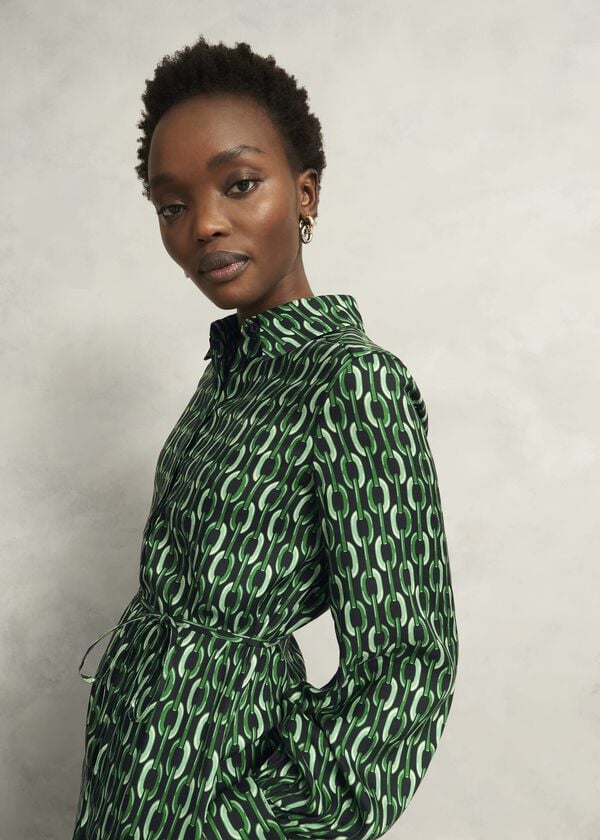 Hobbs Florian Dress Navy Green