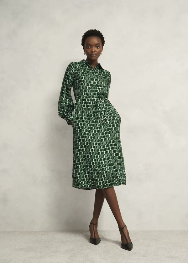 hobbs Florian Dress Navy Green