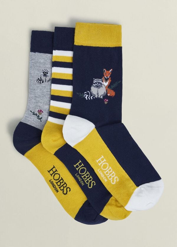 hobbs Fox Sock Set Navy Multi