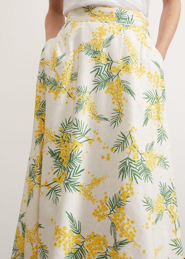 Hobbs Foxcote Floral Skirt Ivory Multi