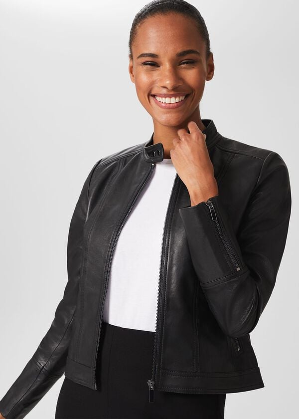 hobbs Fran Leather Jacket Black