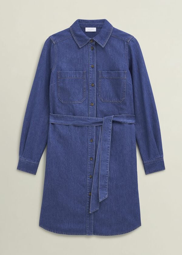 Hobbs Francesca Denim Dress Mid Wash Blue