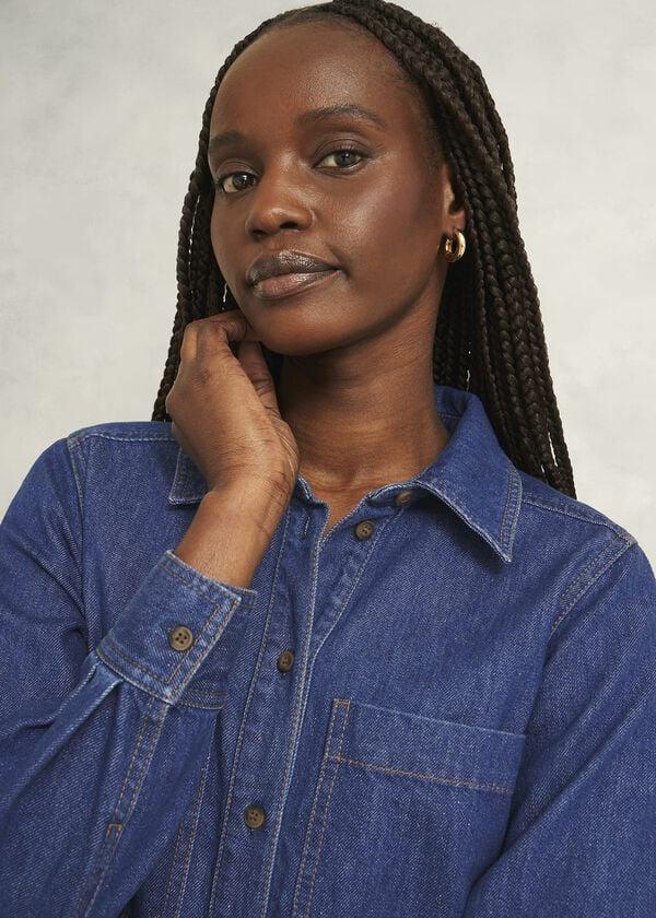 Hobbs Francesca Denim Dress Mid Wash Blue