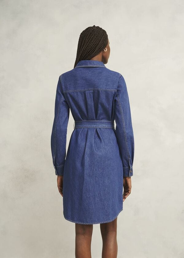 Hobbs Francesca Denim Dress Mid Wash Blue