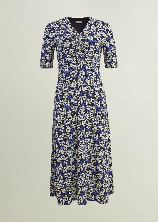 Hobbs Frankie Jersey Dress Navy Multi