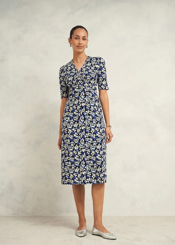 hobbs Frankie Jersey Dress Navy Multi