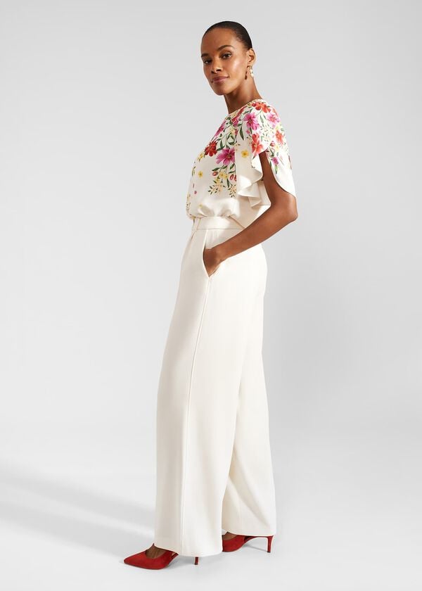 Hobbs Frederica Wide Leg Trousers Buttercream