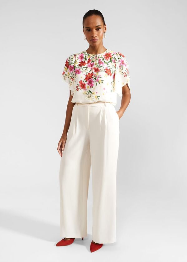 hobbs Frederica Wide Leg Trousers Buttercream