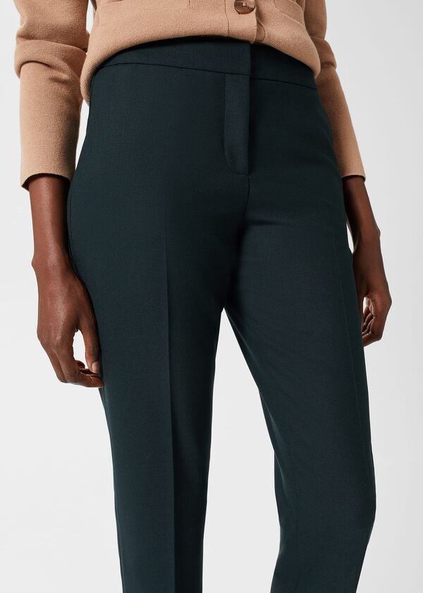 Hobbs Gael Wool Blend Trousers Deep Pine Green