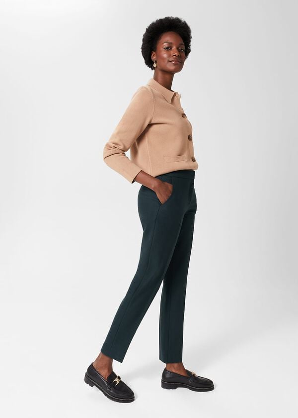 Hobbs Gael Wool Blend Trousers Deep Pine Green