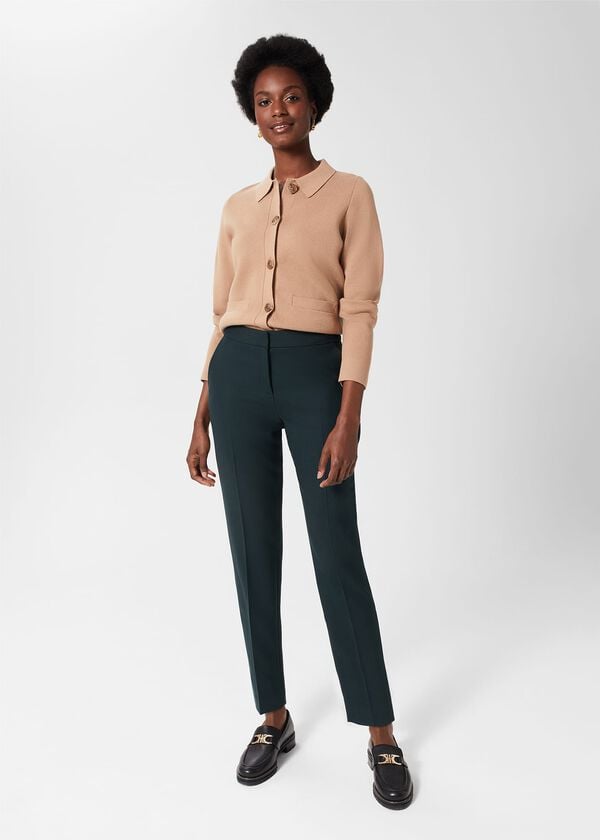 hobbs Gael Wool Blend Trousers Deep Pine Green