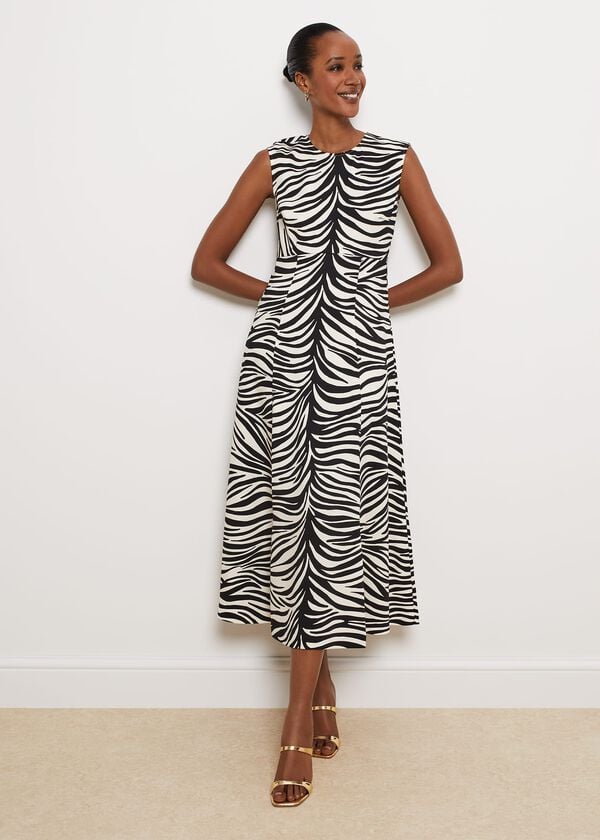 Hobbs Gatcombe Fit And Flare Dress Black Cream