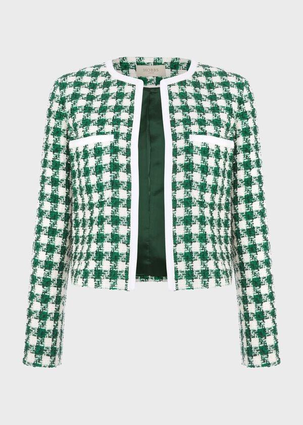Hobbs Genevieve Cotton Blend Jacket Green Ivory