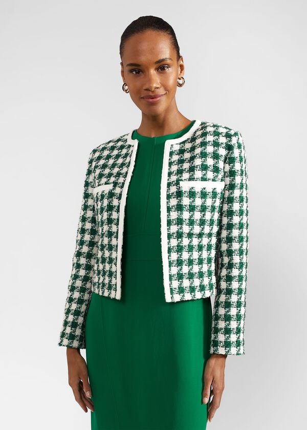 hobbs Genevieve Cotton Blend Jacket Green Ivory