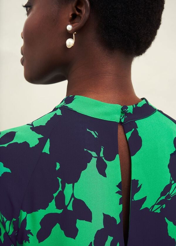 Hobbs Georgia Dress Green Navy