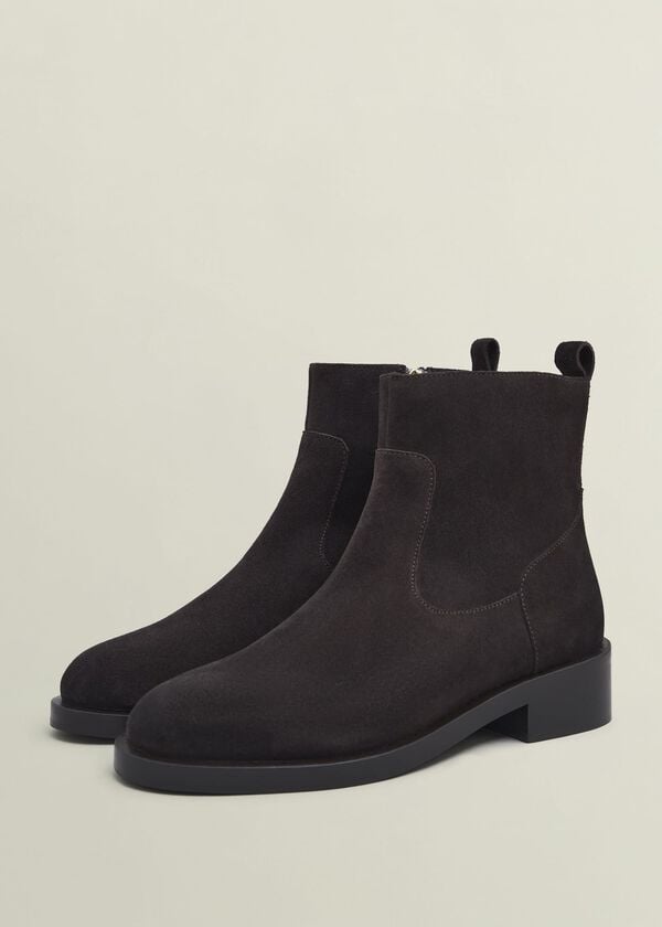 Hobbs Georgie Suede Ankle Boots Chocolate Brown