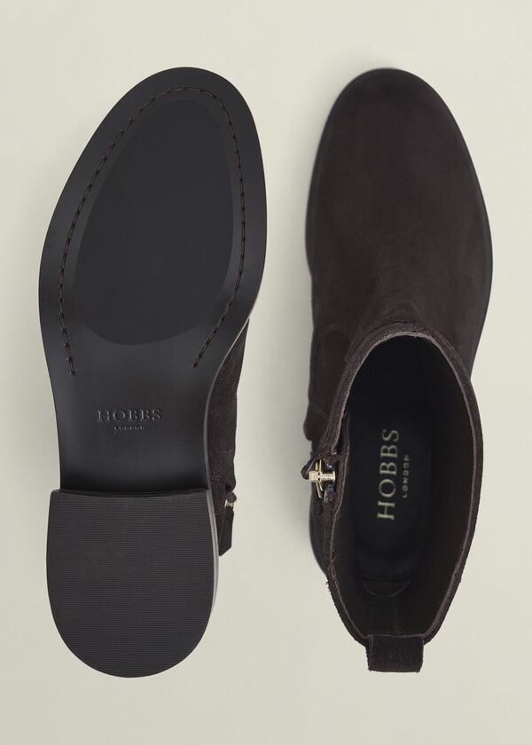 Hobbs Georgie Suede Ankle Boots Chocolate Brown