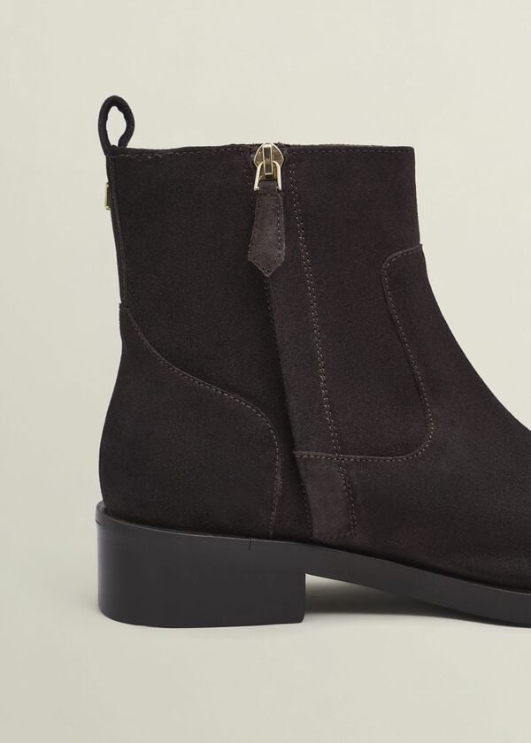 Hobbs Georgie Suede Ankle Boots Chocolate Brown