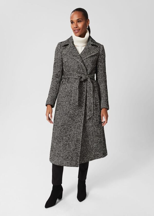 hobbs Gerrie Wrap Coat Black White