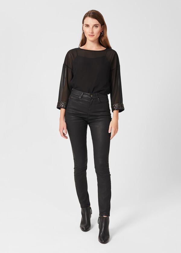 hobbs Gia Coated Skinny Jeans Black