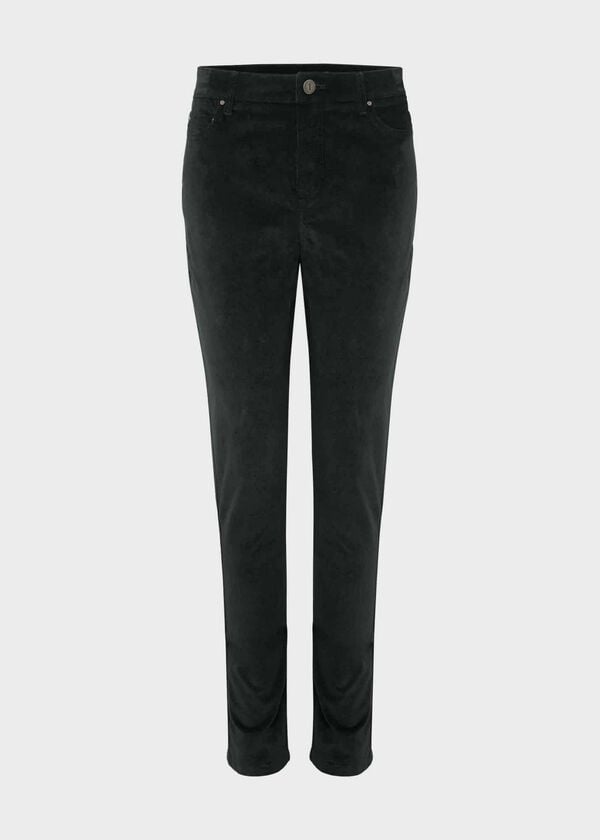 Hobbs Gia Velvet Skinny Jeans Dark Green