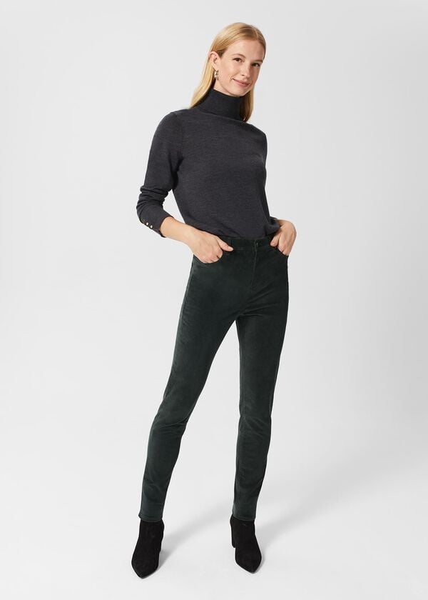 hobbs Gia Velvet Skinny Jeans Dark Green