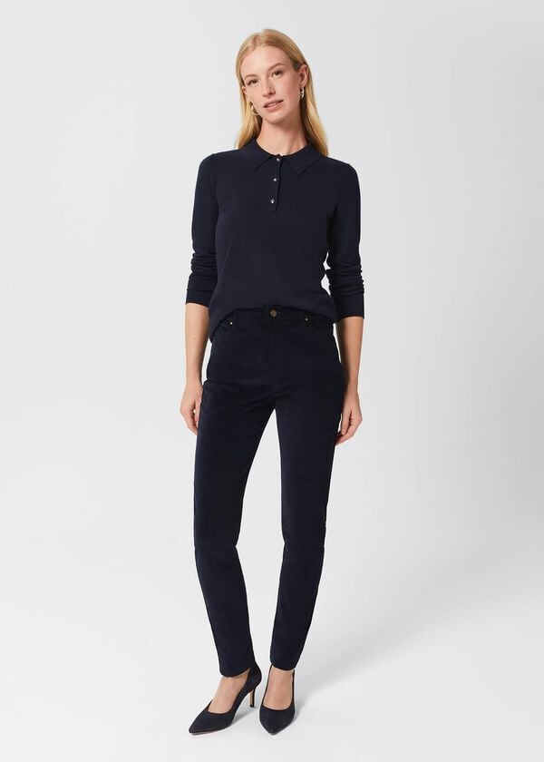 hobbs Gia Velvet Skinny Jeans Navy