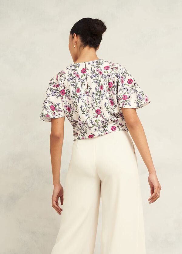 Hobbs Gigi V Neck Top Cream Multi