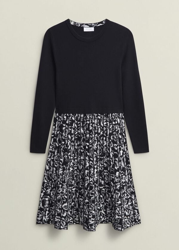 Hobbs Gill Knitted Dress Black Ivory