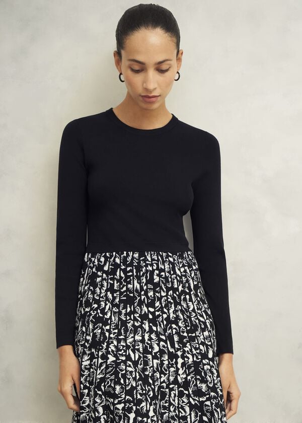 Hobbs Gill Knitted Dress Black Ivory